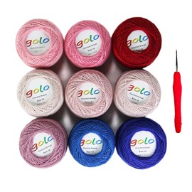 golo Crochet Thread Size 10 Embroidery Thread 10g X 9 Crochet Yarn for Hand Knitting
