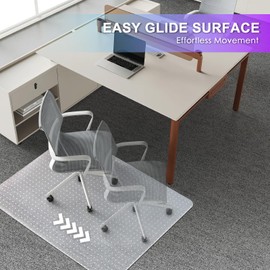 Vicwe Office Chair Mat for Carpet, 32'' x 48'' Computer Desk Chair Mat for Carpeted Floors, Easy Rolling Hard Mat for Office Chair on Carpet, Anti-Slip Carpet Protector Mat Clear, Ship Flat