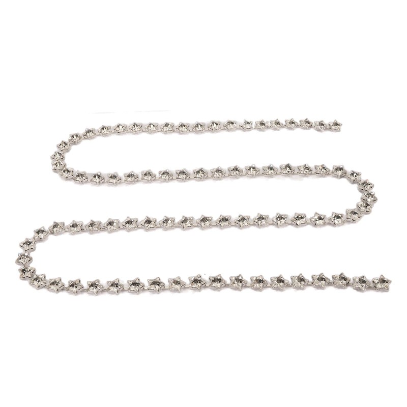 1 Yard Star Rhinestone Trim Chain 0.4in Width DIY Cuttable