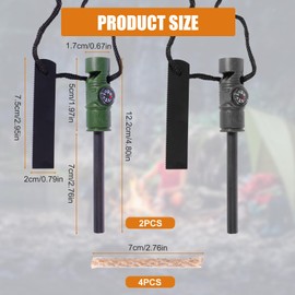 VINEST 2PCS Flint and Steel, Magnesium Flint and Steel Fire Starter Kit, Fire Starter Kit with Compass Whistle, Weatherproof Survival Kits for Travelling Camping Hiking Outdoor Adventures