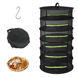 GOIEHIR Drying Net Herbs, 6-Layer Herb Dryer Hanging, with Hooks and Zips, Mesh Drying Net for Plant, Herbs, Spices, Vegetables, Meat