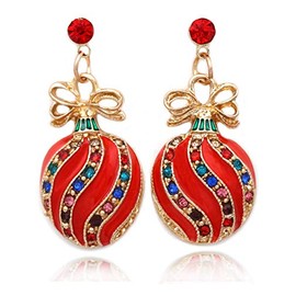 cocojewelry Christmas Ornament Bow Post Dangle Earrings