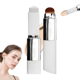 2025 Nuevo 2-in-1 Foundation Stick Full Coverage, Cover Cream Stick V, Coreana Cover Foundation que Cambia de Color, con Cepillo Desmontable, Base de 