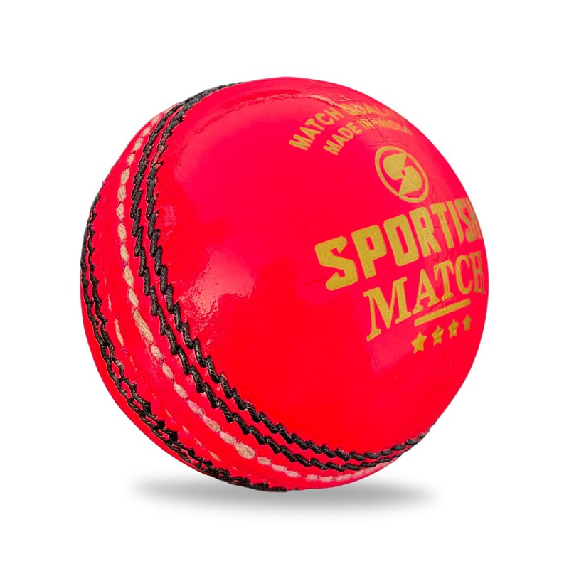 SPORTISH Leather Cricket Match Ball - Pink Hand Stitched Competitive