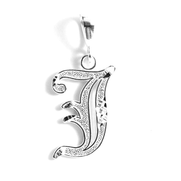 Deidreamers Personalized Gothic Old english Sterling Silver Initial A-Z Pendant