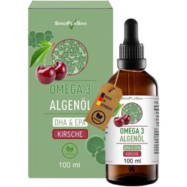 Omega 3 Algae Oil with 998 mg DHA and 535 mg EPA per 2.5 ml // 100 ml // The Vegan Alternative to Fish Oil (Cherry) Liquid