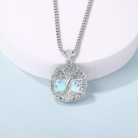 Friggem Tree of Life Necklace, 925 Sterling Silver Tree of Life Pendant Necklace Celtic Knot Tree of Life Jewellery Gifts for Women Girls, Sterling Silver, No Gemstone