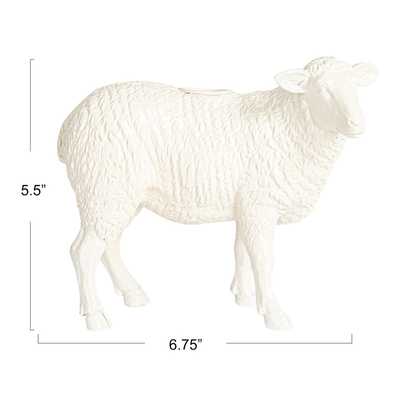 Creative Co-Op Pastoral Elegance Sheep Taper Holder, White