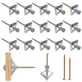 120 Pieces Grey Butterfly Plugs with Screws, Heavy Duty Expansion Tubes, Drywall Anchors Anti-Rotational, Plaster Boarding Fixings Set, Hollow Wall Expansion Plugs for Fiber Board Asbestos Board