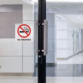 Juvale No Smoking Signs for Business - 4 Pack, 5.5 x 5.5 in, Aluminum, White & Black - Indoor & Outdoor Peel & Stick No Smoking Sign for Home, Vehicle & Office