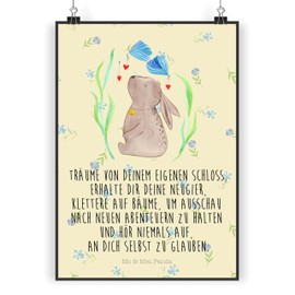 Mr. & Mrs. Panda DIN A4 Poster Rabbit Flower - Easter Gifts, Easter Decoration, Gift, Easter Bunny, Design Poster, Christening, Picture, Kitchen Poster, Hand Painted