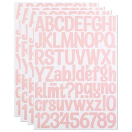 1.5 Inch Small Vinyl Letter Number Stickers, 4 Sheets Mini Waterproof Alphabet Number Stickers for Sign, Decor, Scrap Booking, Crafts - Pink