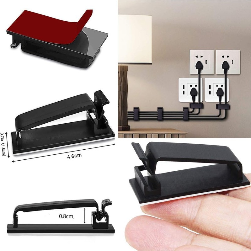 Lumbor37 Clips Organizador de Cables Autoadhesivo, 50 Piezas Clips Adhesivos