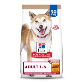 Hill's Science Diet Adult 1-6, Adult 1-6 Premium Nutrition, Dry Dog Food, No Corn, Wheat, Soy Chicken & Brown Rice, 30 lb Bag