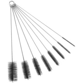 16 Inch Extra Long Pipe Cleaning Brush Set Stainless Steel Bristles, Stainless Steel Pipe Brush Steel Bottle Brush 8 Piece Variety Pack for Auto Parts, Bottles,Tubes, Etc.