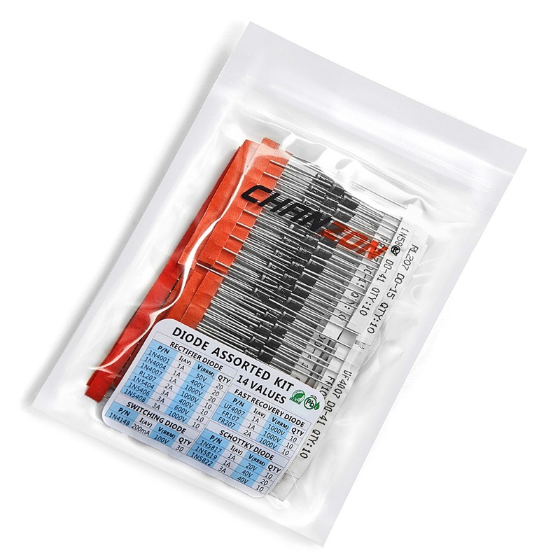 Chanzon 200pcs Diode Assorted Kit (1N4001 1N4004 1N4007 RL207 1N5404