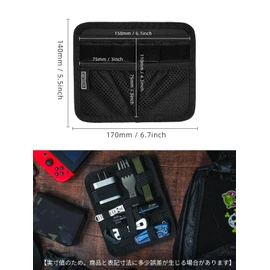 TACTICAL_GEEK EDC Organizer Board TCM8 Accessory Fastening Tool Thin Utility Bag Insert Panel Non-Slip Elastic Braided Board with Open Pockets & Mesh Pockets, Black