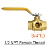Joywayus 3 Way (T-Port) 1/2'' NPT Female Valve Brass Ball