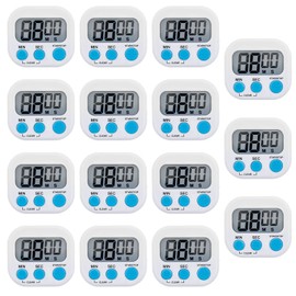 15 Pieces Kitchen Timers for Cooking, Magnetic Kitchen Timer with Alarm, Digital Minute Countdown Timer for Kitchens Cooking Classroom Gym Study Teeth Cleaning Kids Children (White)