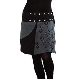 PUREWONDER SK175 Women's Wrap Skirt Cotton Skirt with Pocket, gray