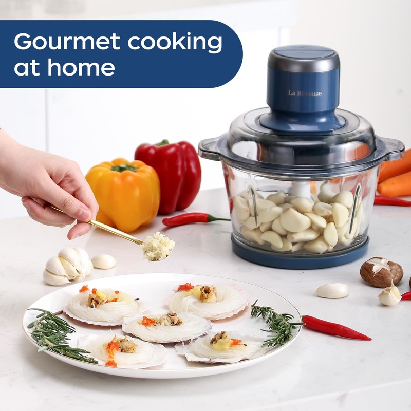 La Reveuse Food Processor,Electric Food Chopper with 7-Cup (1.7L) Glass