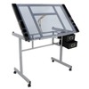 Oteymart Adjustable Drafting Table Glass Top Drawing Desk Craft Station