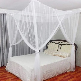 Mecoyas Mosquito Net, Upgraded, Beautiful Design, 4 Entrances, Prevents Insects, For Adult Babies, Rug Life, Mosquito Net, For Hanging, Double, 74.8 x 82.7 x 94.5 inches (190 x 210 x 240 cm), White