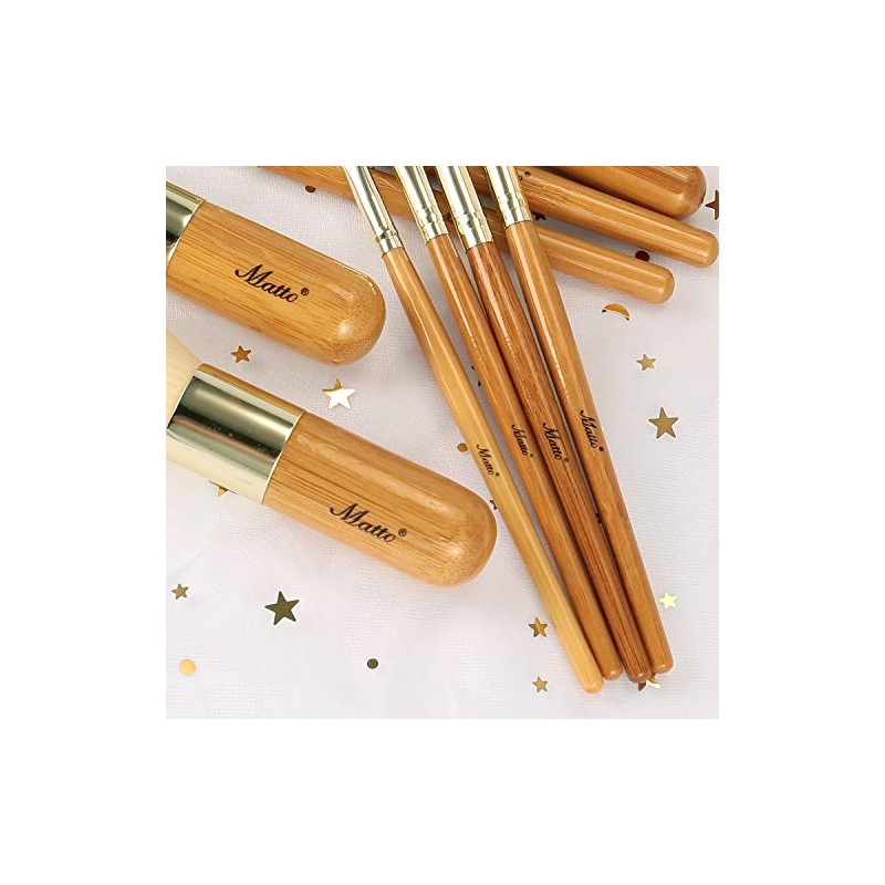 Matto 9-Piece Bamboo Makeup Brush Set with Travel Bag