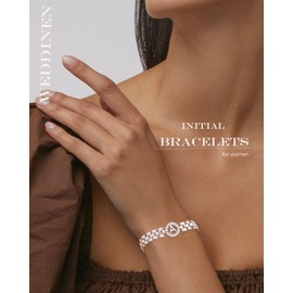 WEDDINEN Initial Bracelet,Silver Letter Bracelets for Women, Thick Bangle Wrist Gold Alphabet Bracelets, Christmas Gifts for Women Jewelry Initial A Charm Chain