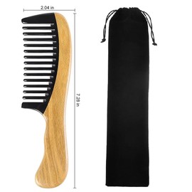 Exquisite Handmade Hair Comb – Anti Static 100% Natural Green Sandalwood Buffalo Horn Comb Detangling Comb for Women,Men,Thick,Fine, Curly,Straight,Wavy Hair(Green Sandalwood Buffalo Horn Wide Tooth)