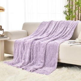GIOKARNNA Heart Checkered Throw Blankets, for Love Mother Friends Pets,280 GSM Super Soft Warm Lightweight Fluffy Bed Blanket for Women Anniversaries(Light Purple,90"x90")