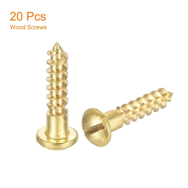 sourcing map Wood Screws M3.5 x 16mm Slotted Round Head