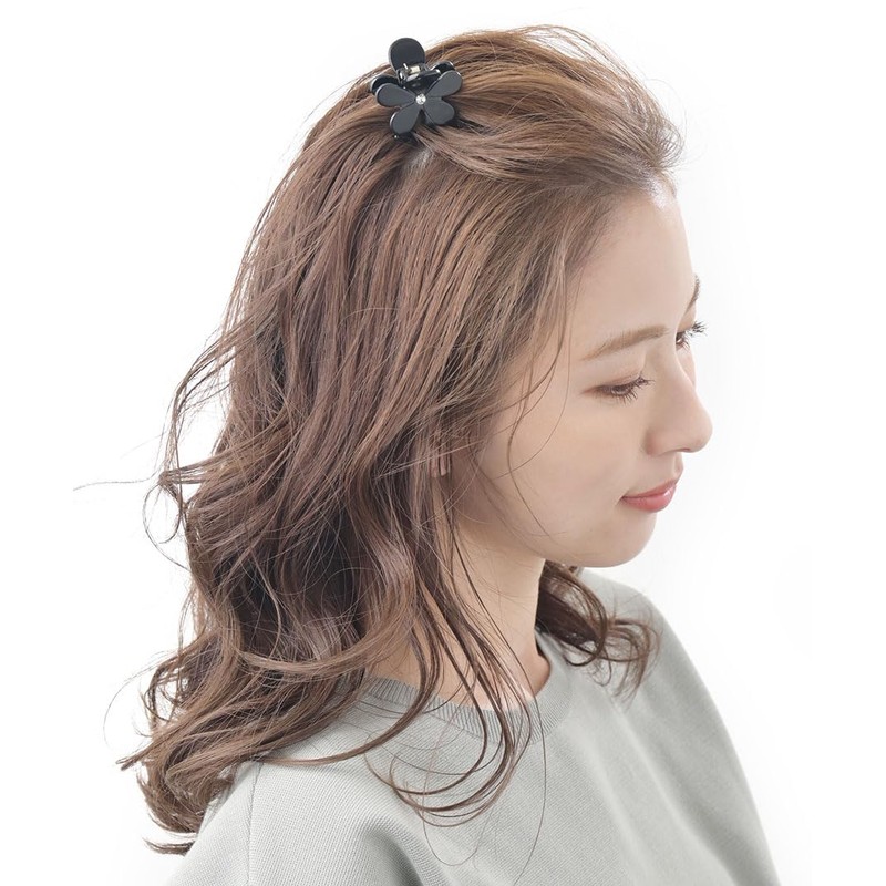 VingTAINE H7801-BK- Hair Claw Black and White Flower Hair Clip,