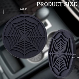 MEAJOO 2PCS Car Cup Holder Coasters, 2.75 Inch Universal Non-Slip Insert Water Bottle Holder Pads, Car Interior Accessories Sets (Black)