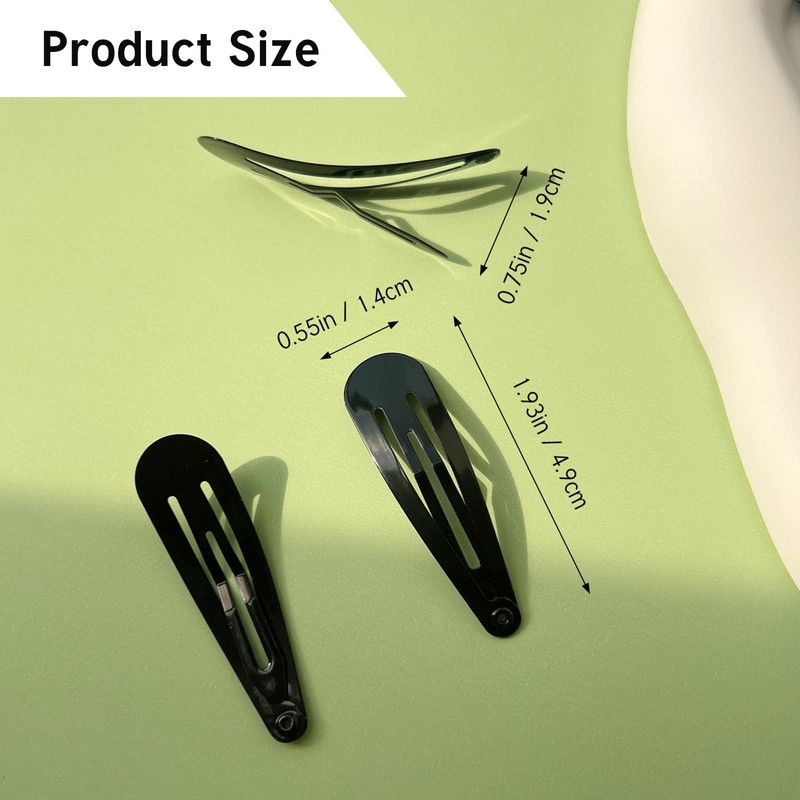 50 Pack Black Metal Snap Hair Clips for Women –