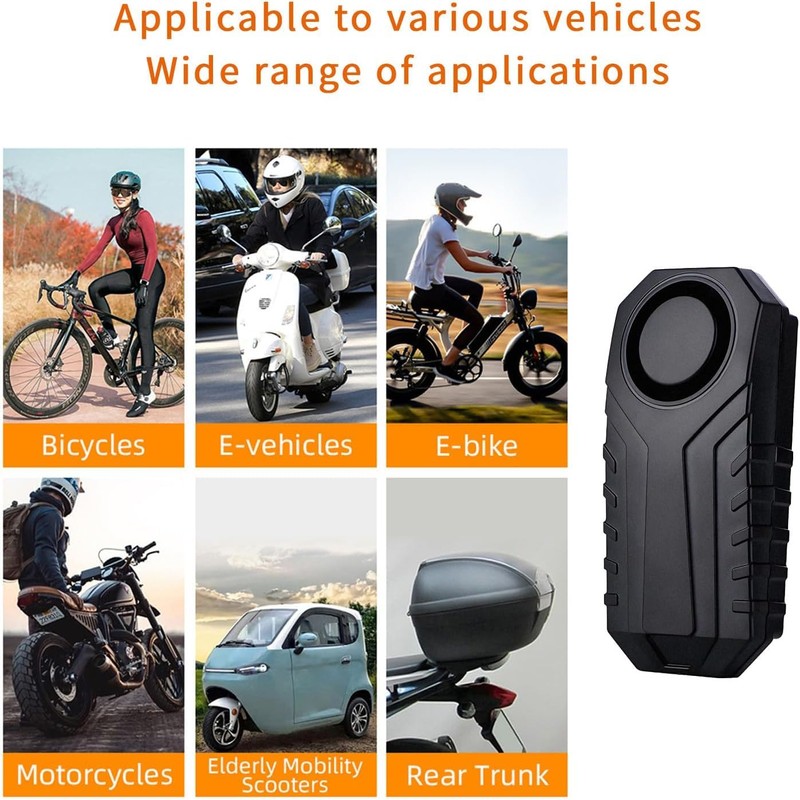 QUMOX 113dB Bike Alarm with Wireless Vibration Motion Sensor, Waterproof