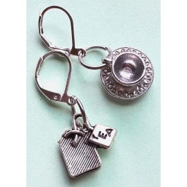 TEA CUP and tea bag CHARMS earring SP LEVERBACK Artisan CHXX