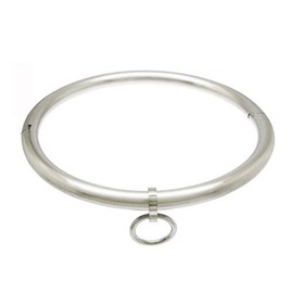 ACECHANNEL Stainless steel lockable collar necklace choker (Silver Brushed, 140MM)