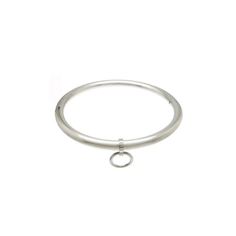 ACECHANNEL Stainless steel lockable collar necklace choker (Silver Brushed, 140MM)