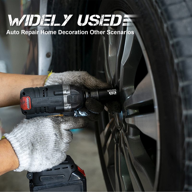 WIILDIS 11 Pieces 3/8-Inch Drive Deep Impact Socket Set, 5/16