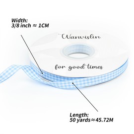 WANVISLIN Blue and White Gingham Ribbon 3/8 inch X 50 Yards,Buffalo Checkered Ribbon Blue and White Plaid Ribbon for Crafts Picnic Hair Accessories…