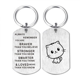 Kisseason Fashion Cat Keychain Inspiratinal Gift Cat Fans Key chain Cat Decor Dog Tag Cat Lover Gift for Women Men Cat Stuff Keychain For Cat Dad Mom
