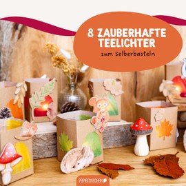 Papierdrachen Table Lights with Forest Animals - Pack of 8 - Simple DIY Autumn Project - Ideal for Home & as a Gift - Watercolour - Set 02