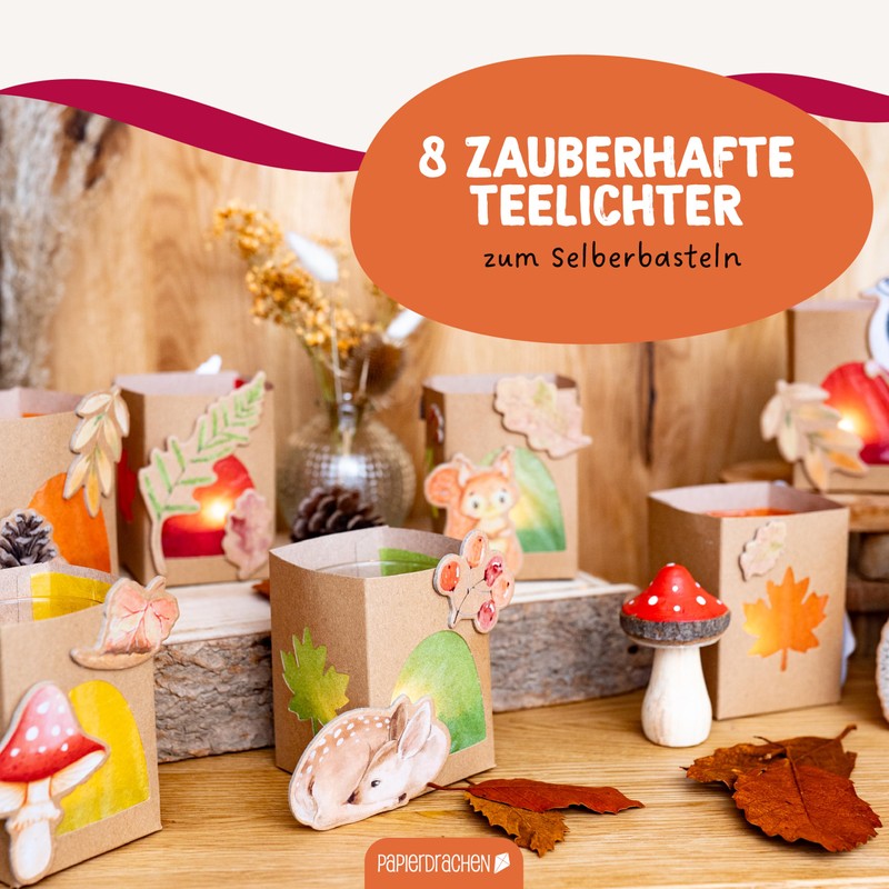 Papierdrachen Table Lights with Forest Animals - Pack of 8