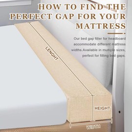 NANGELRN Bed Gap Filler,High-Density Bed Crack Filler with Removable Cover,Mattress Extender for Headboard Gap,Spacer Filler Between Mattress and Wall,Bed Wedge Gap Filler,Beige,78"x6"x8",King