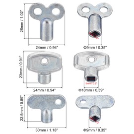 PATIKIL Radiator Valve Keys Set, 6 Pack Zinc Alloy Square Socket Vent Air Valve Key Wrench Plumbing Bleeder Tool for Radiator Heater Faucet, Silver