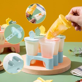 Ice Cream Ice Lolly Moulds, Ice Moulds, 6 Popsicle Ice Moulds, Ice Moulds with Stick, Make Your Own Moulds, Reusable for Children, Popsicle Moulds Set (Blue)