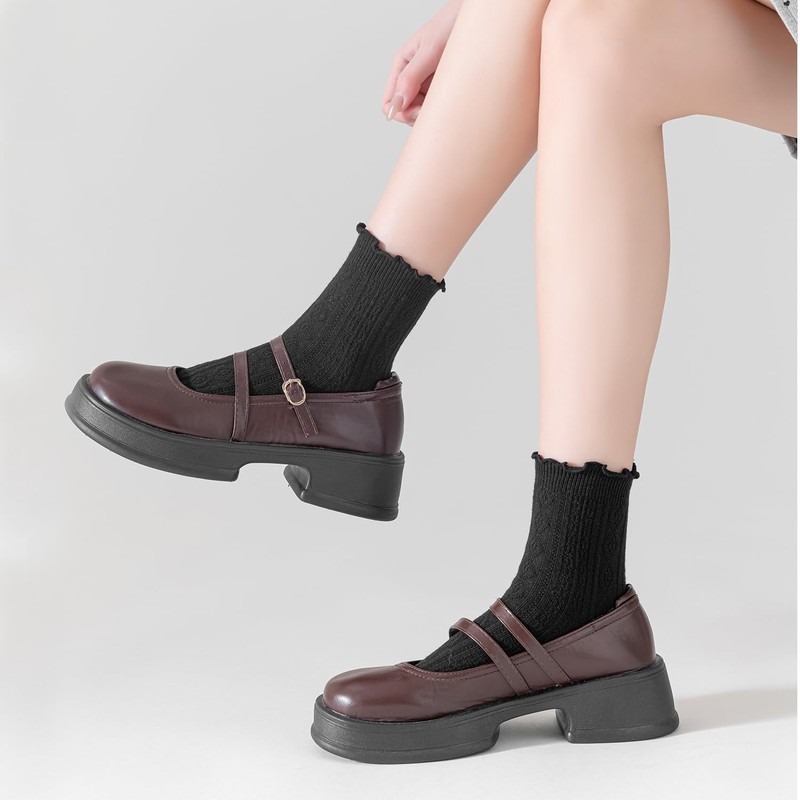 Mcool Mary Women's Ruffle Socks,Casual Ankle Breathable Cool Knit Cotton