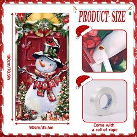 Christmas Door Cover Snowman Christmas Door Decorations Christmas Front Door Decor Backdrop Xmas Party Photography Background Holiday Party Decor Supplies Outdoor Home Indoor (3 x 6 Feet)