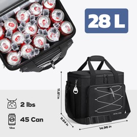 Soft Cooler Bag, Collapsible Cooler Insulated Leak Proof, Soft-Sided Cooler for Picnic, Grocery, Beach, Camping, Travel